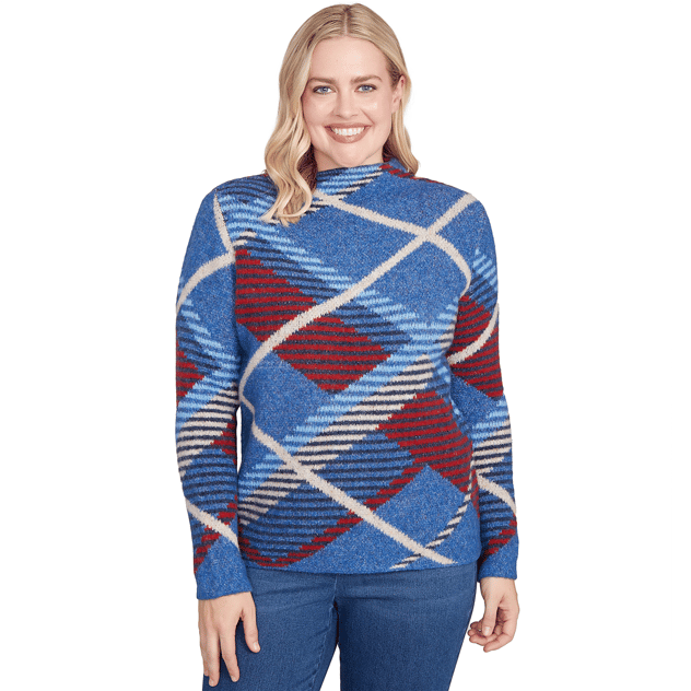 Petite Alfred Dunner Sunset Canyon Exploded Plaid Sweater
