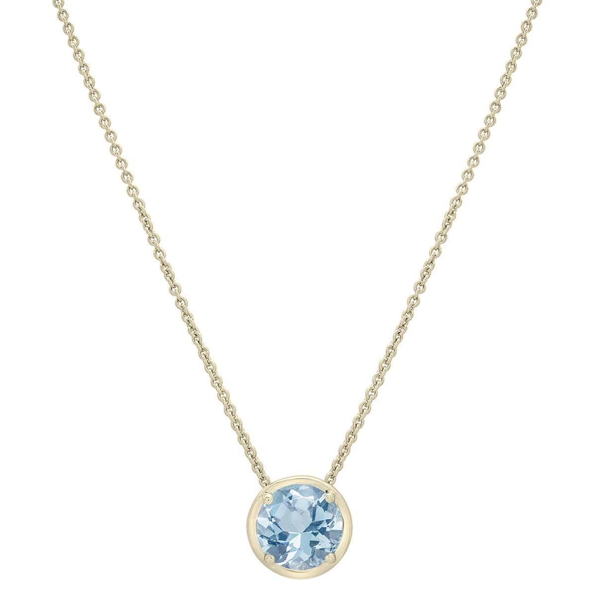 Gold Plated Sterling Silver Blue Topaz Stone Pendant Necklace