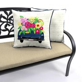 Jordan Manufacturing Flower Truck Outdoor Throw Pillow