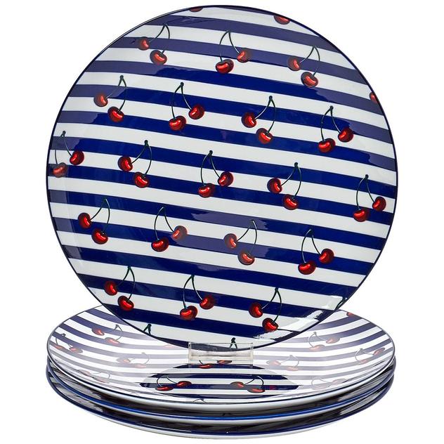 Home Essentials S/4 10.5in American Stripe W/Cherries