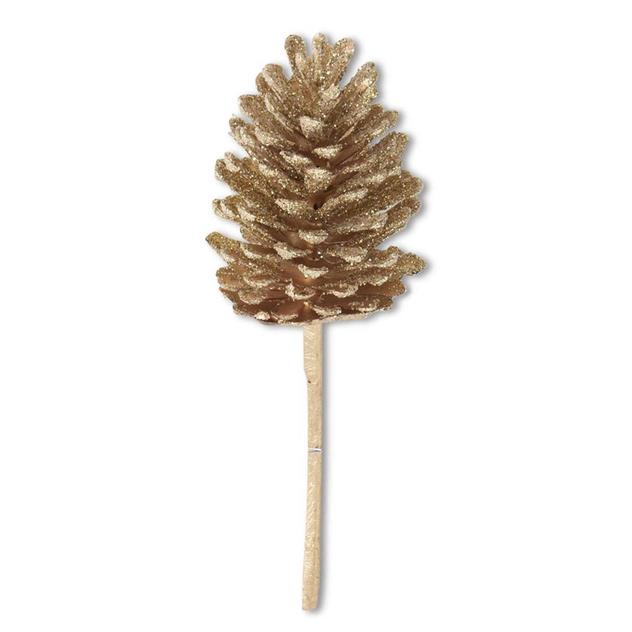 K&K Interiors Gold Glittered Pinecone Pick
