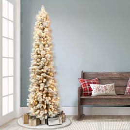 Puleo International 6.5ft. Pre-Lit Flocked Christmas Tree