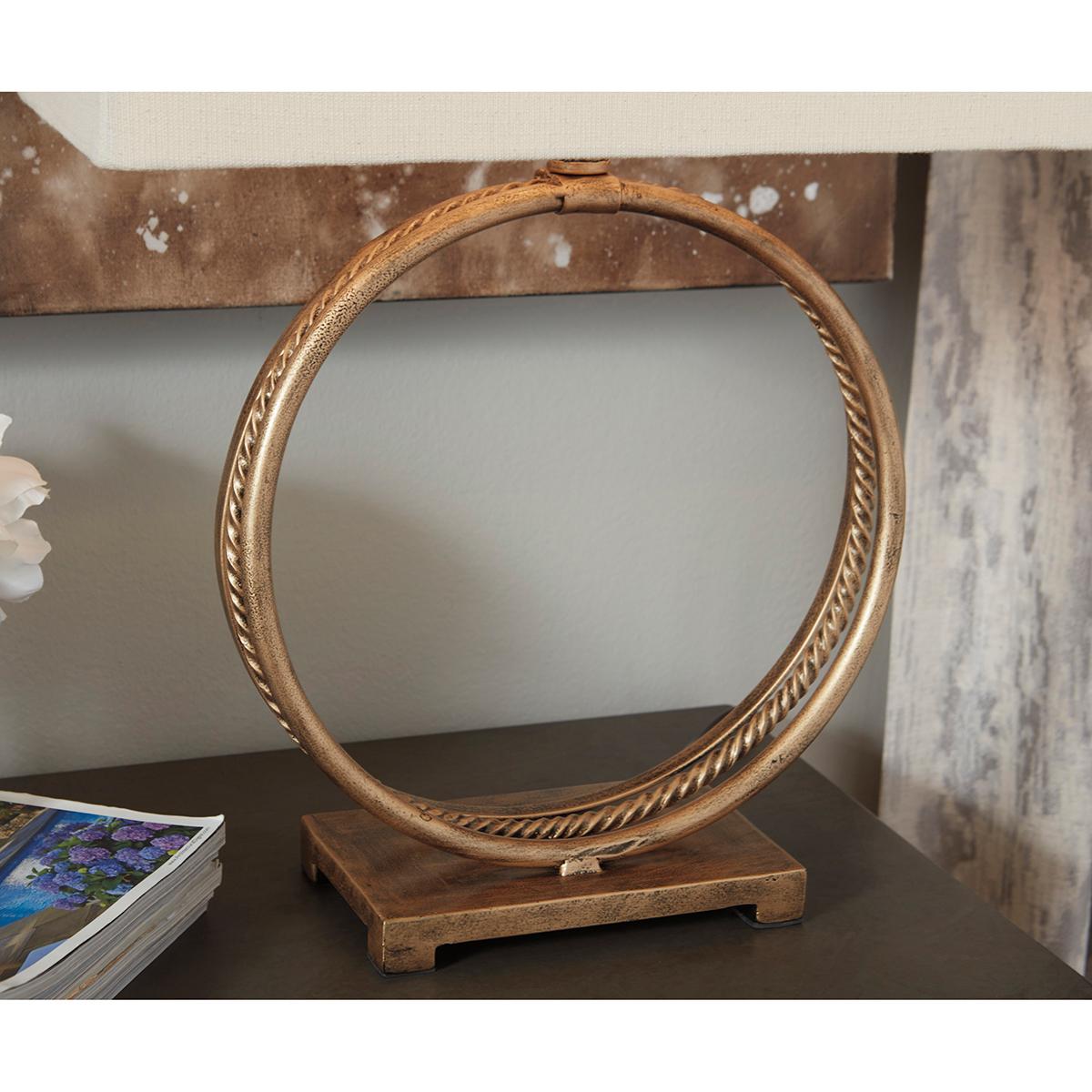 Signature Design by Ashley Antique Gold Circular Metal Table Lamp