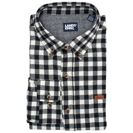 Mens Lands End Long Sleeve Flannel Shirt - White/Black