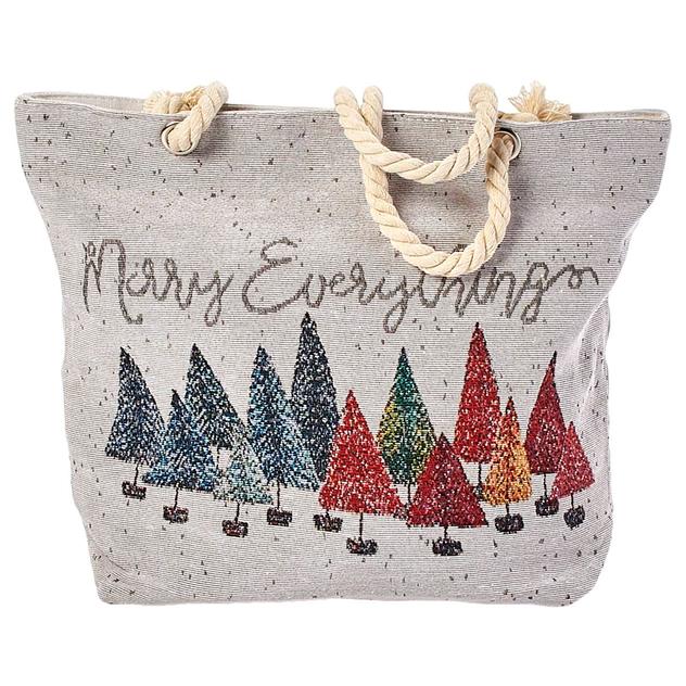 Renshun Holiday Rope Trees Handle Tapestry Tote