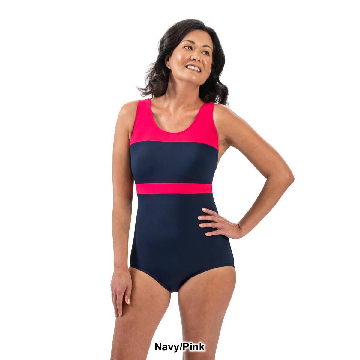 Womens Dolfin® Aquashape Color Block Conservative Swimsuit