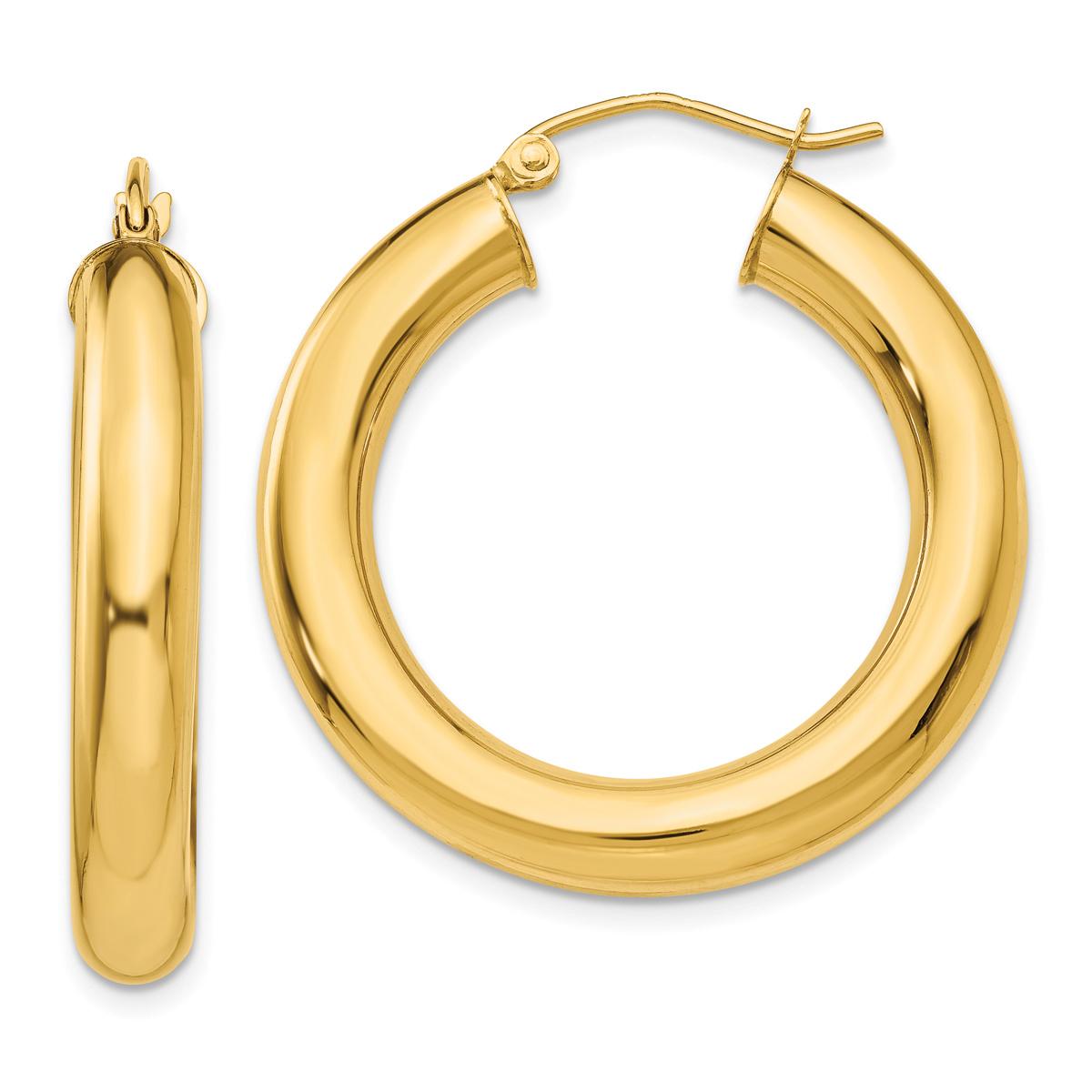 Gold Classics(tm) 14kt. Gold Polished 30mm Tube Hoop Earrings