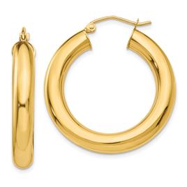 Gold Classics(tm) 14kt. Gold Polished 30mm Tube Hoop Earrings