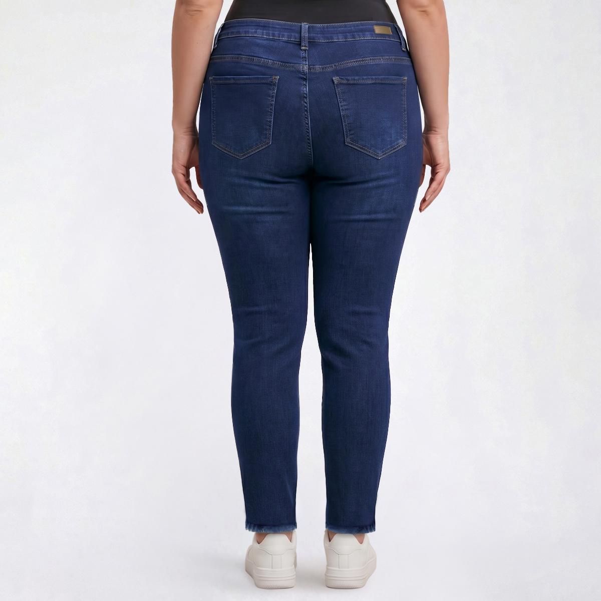Plus Size Bleu Denim Braided Waist Straight Leg Jeans