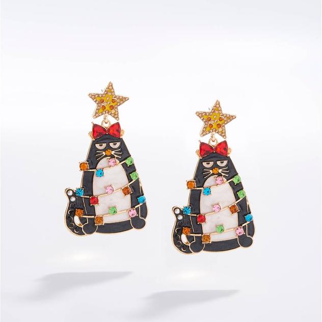 Twinkle Cat with Star Drop Earrings