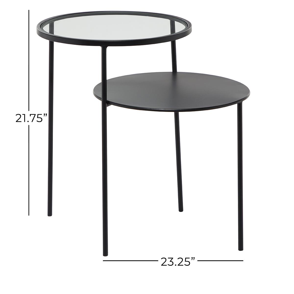 9th & Pike® Round Glass And Metal Layered Accent Table - Set Of 2