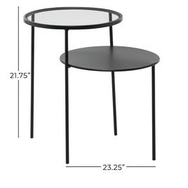 9th & Pike® Round Glass And Metal Layered Accent Table - Set Of 2