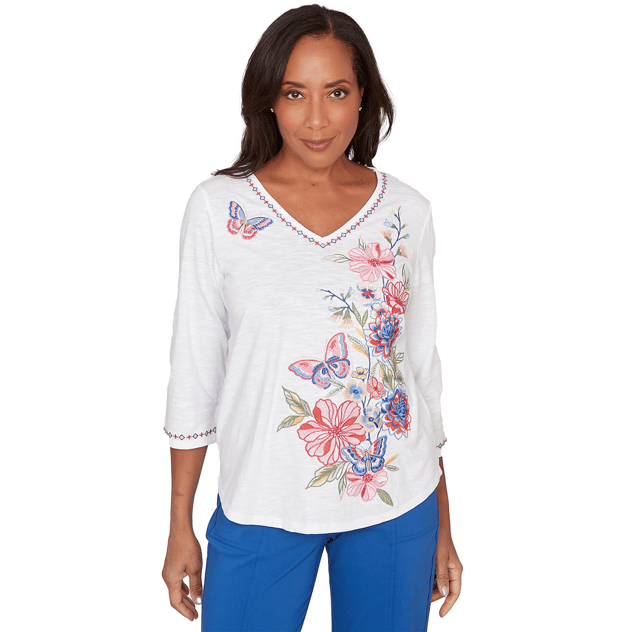 Petite Alfred Dunner The Royal Treatment Floral Butterfly Blouse