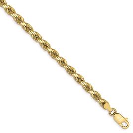 Mens Gold Classics(tm) 10kt. 4mm 9in. Semi-Solid Rope Chain Bracelet