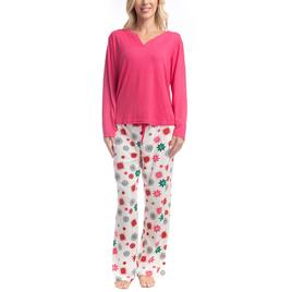Womens Goodnight Kiss Holiday Pop Up Snowflakes Pajama Set