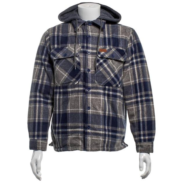 Mens Mountain Ridge Plaid Polar Fleece Jacket - Charcoal/Navy