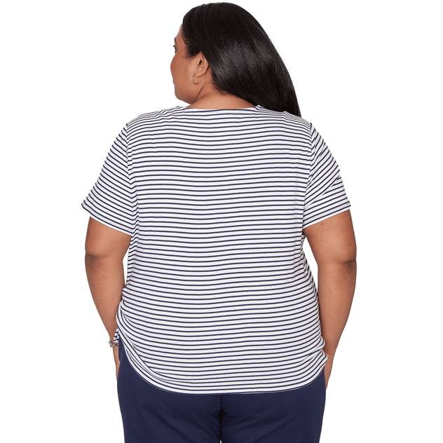 Plus Size Alfred Dunner Lady Liberty Embroidery Neck Blouse
