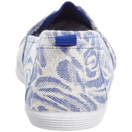 Womens Ashley Blue Canvas Floral Slip On Flats
