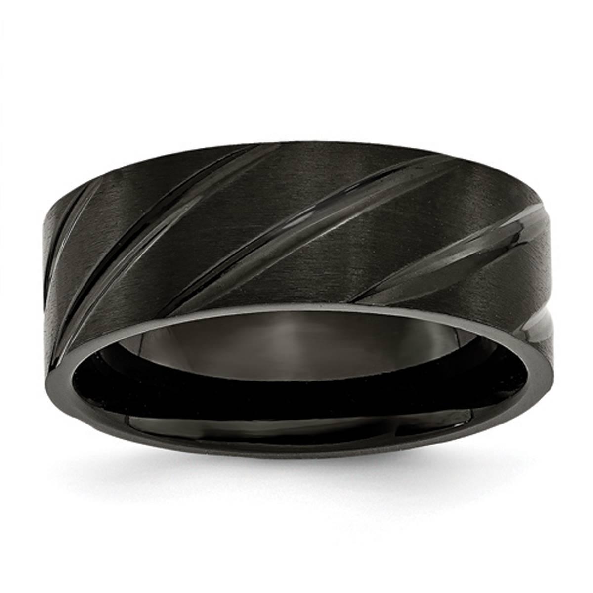 Mens Endless Affection(tm) 8mm Swirl Design Black IP Plated Band