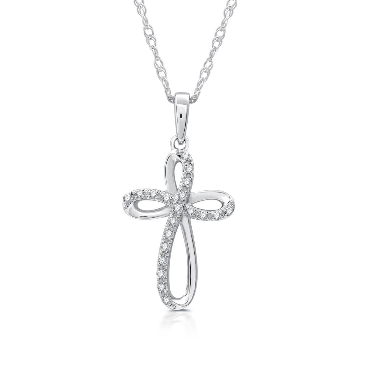 Nova Star(R) 1/10cttw. Lab Grown Diamond Ribbon Cross Pendant