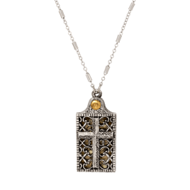 Symbols of Faith ''Bless The Name'' Prayer Cross Locket Necklace