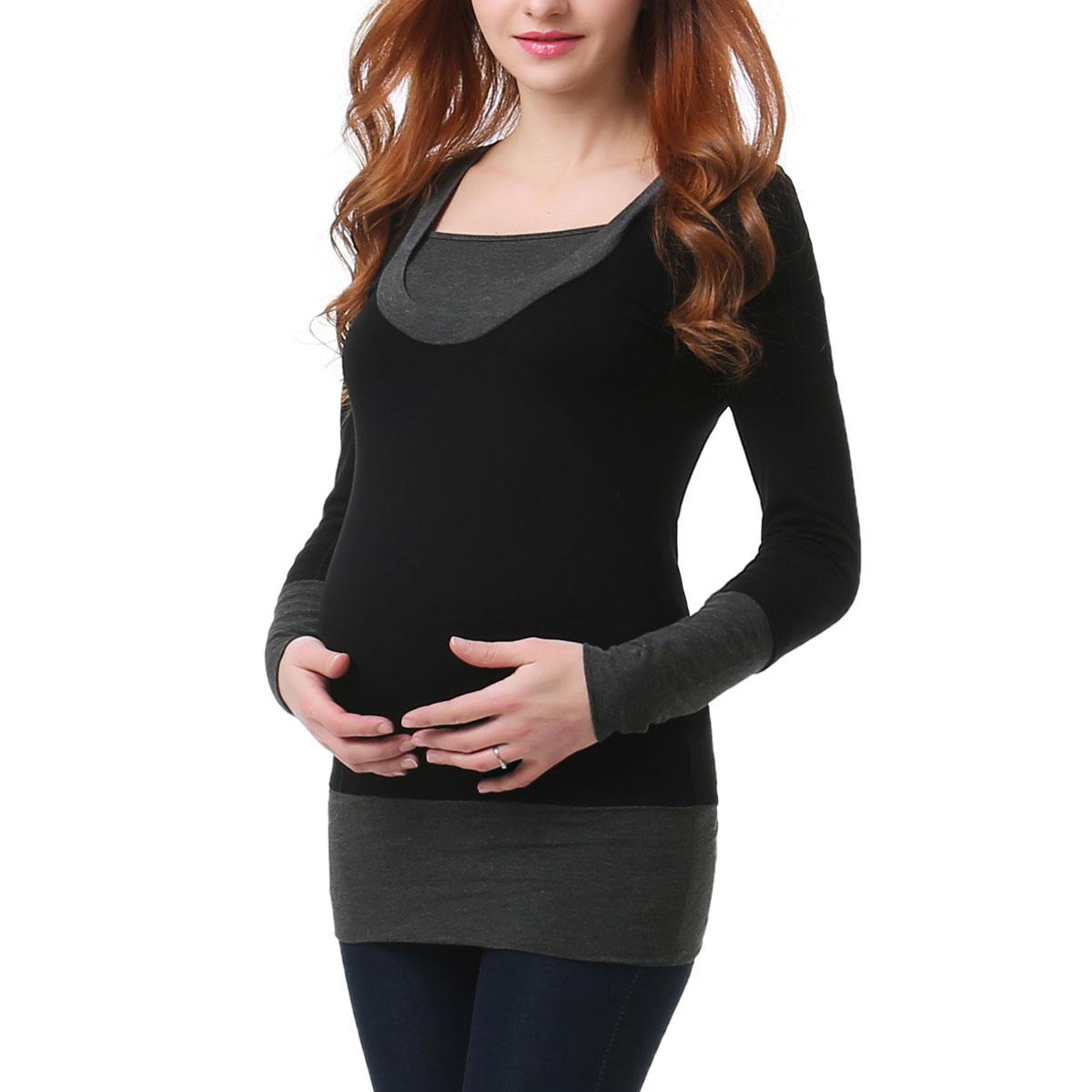 Womens Glow & Grow(R) Color Block Maternity Hooded Top