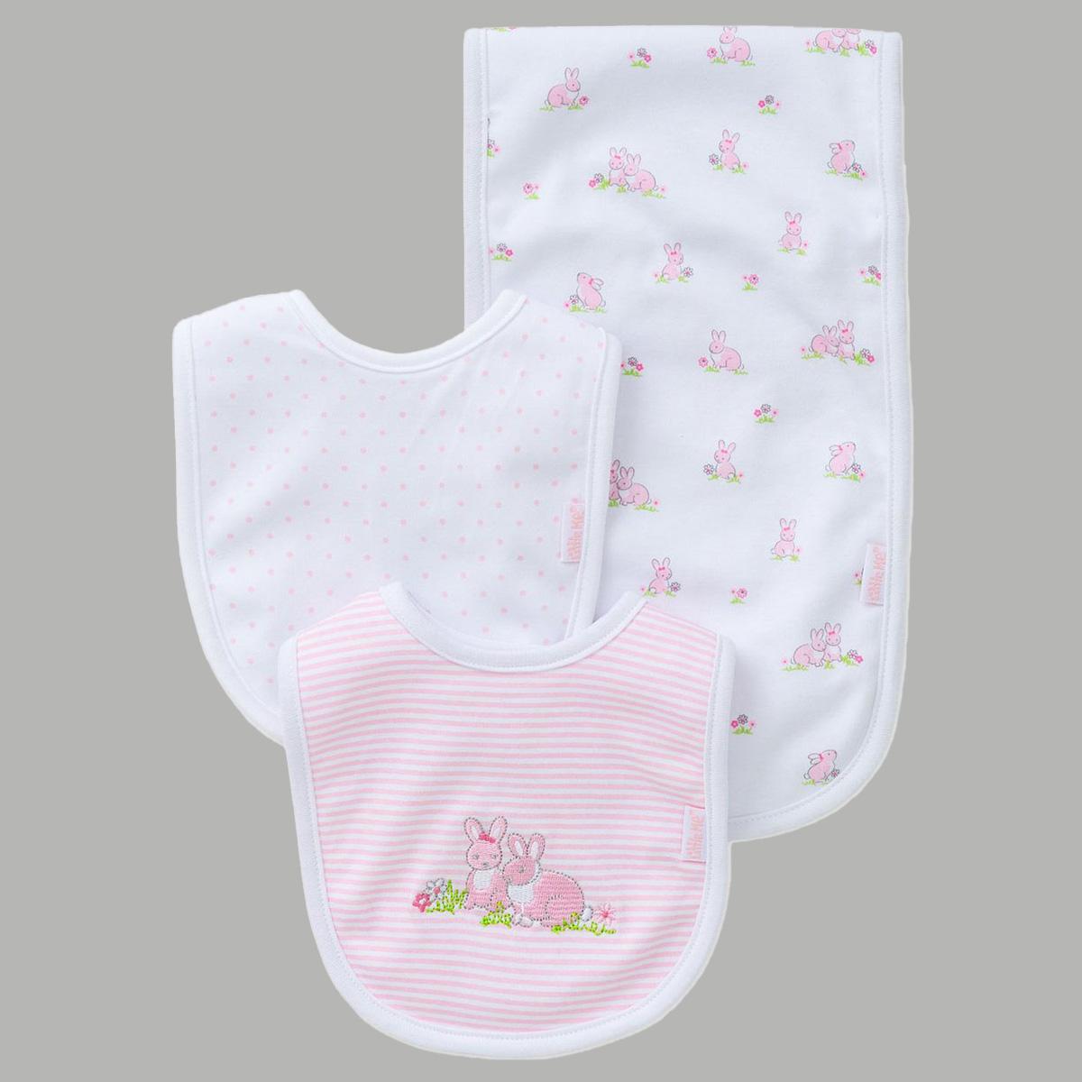 Baby Girl Little Me(R) Baby Bunnies Bib & Burp Cloth Set