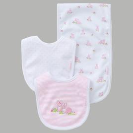 Baby Girl Little Me(R) Baby Bunnies Bib & Burp Cloth Set