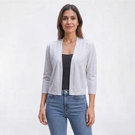 Womens 89th & Madison 3/4 Sleeve Bobble Stitch Cardigan