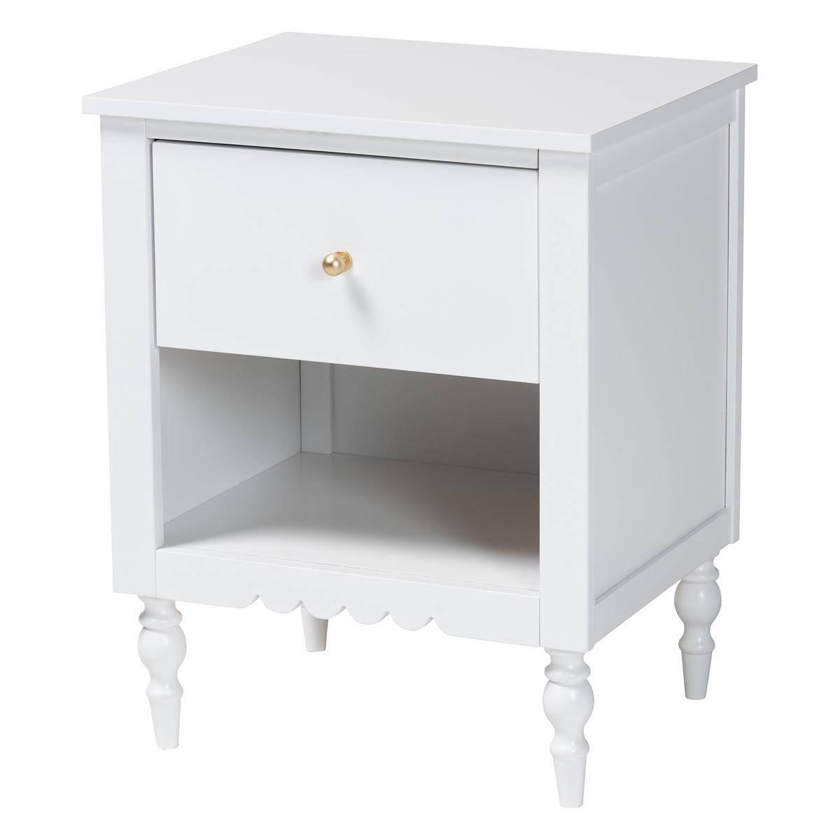 Baxton Studio Roni Modern White Wood 1-Drawer Nightstand