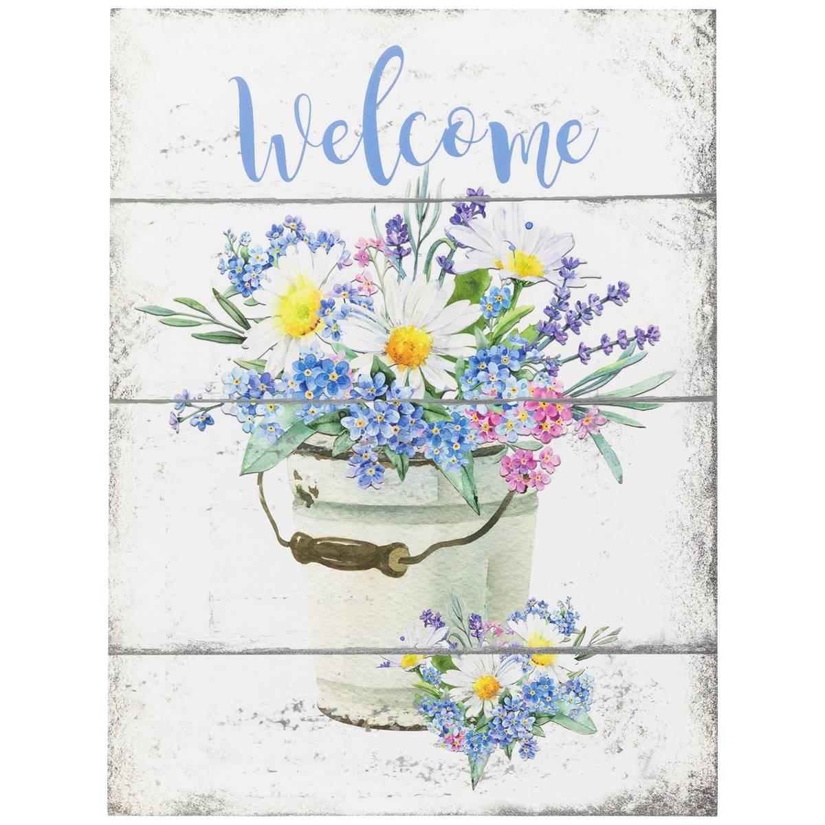 Northlight Seasonal Spring Floral Welcome Wall Sign