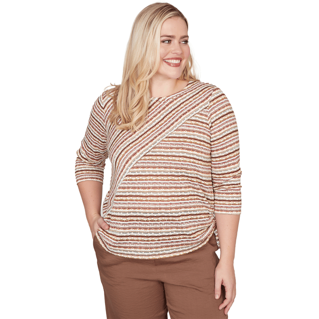 Womens Alfred Dunner Spice Market Splice Stripe Ruched Blouse