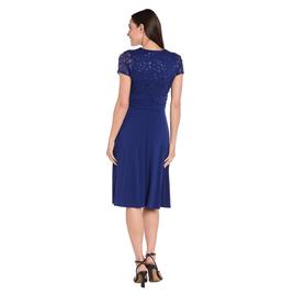 Womens R&M Richards Short Sleeve Lace Modesty A-line Dress