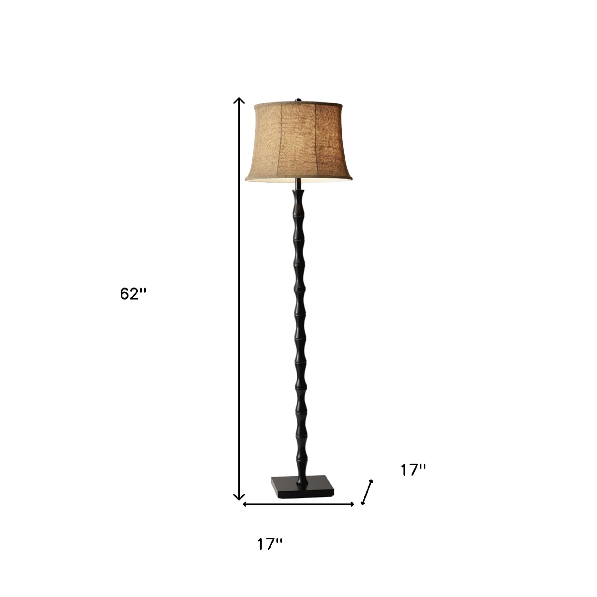HomeRoots 62in. Brown & Black Floor Lamp With Burlap Shade