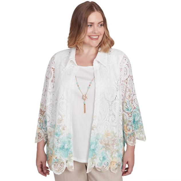 Plus Size Alfred Dunner Kensington Gardens Two in One Lace Blouse
