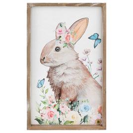 Northlight Seasonal Easter Bunny with Flowers Framed Wall Sign