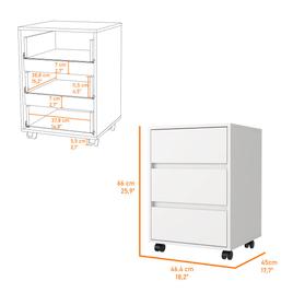 FM FURNITURE Vienna White 3 Drawer Filling Cabinet