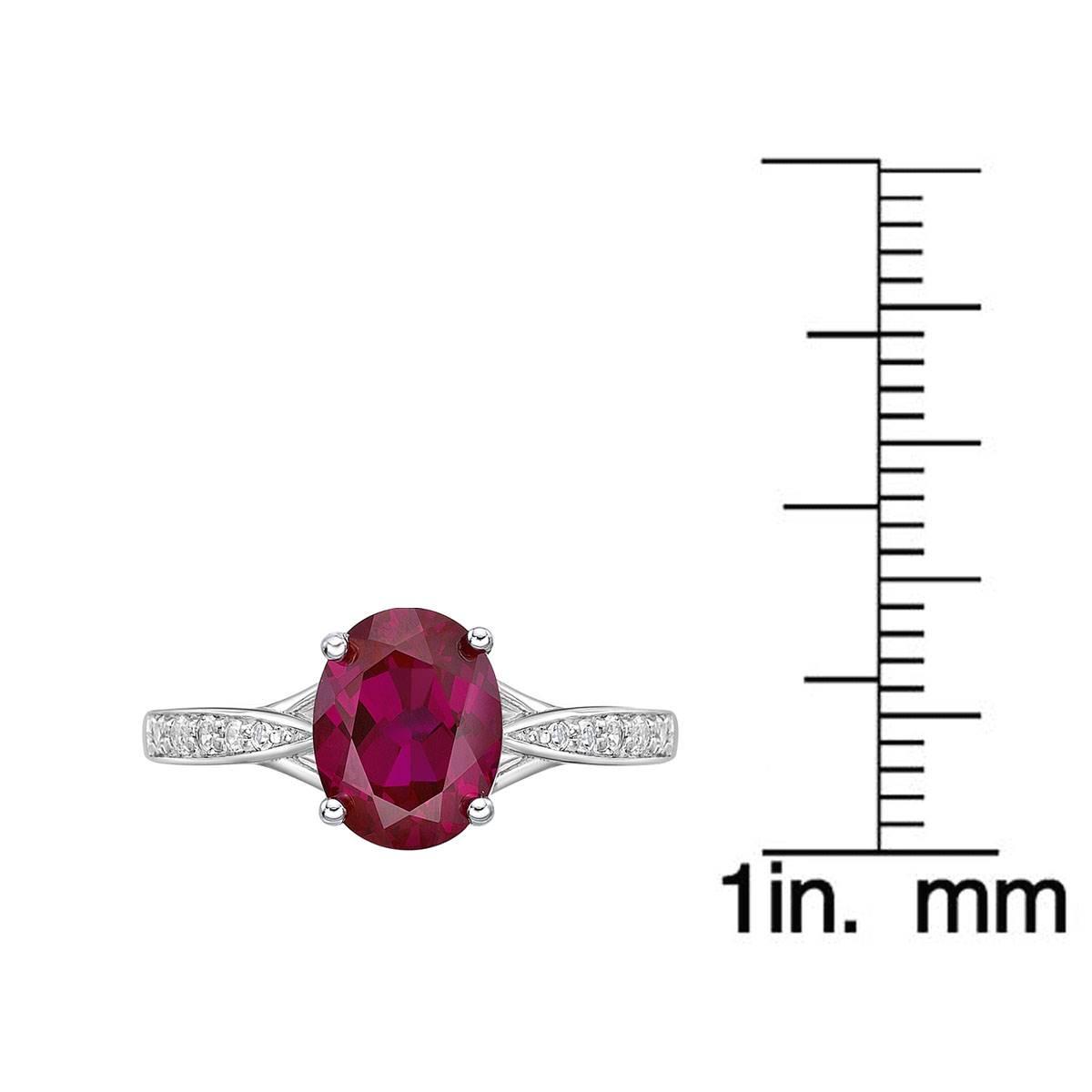 Sterling Silver Ring w/ Created Ruby & White Topaz Gemstones