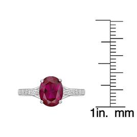 Sterling Silver Ring w/ Created Ruby & White Topaz Gemstones