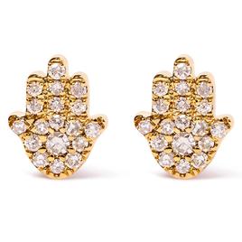Haus of Brilliance 10kt. Yellow Gold Diamond Hamsa Stud Earrings
