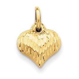 Gold Classics(tm) 14kt. Diamond-Cut Puffed Heart Charm