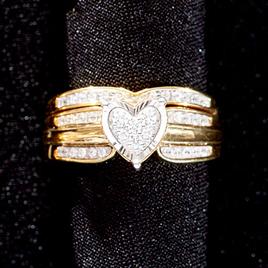 Loveblooms(tm) 10kt. Yellow Gold 1/4ctw. Heart Bridal Set