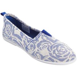 Womens Ashley Blue Canvas Floral Slip On Flats