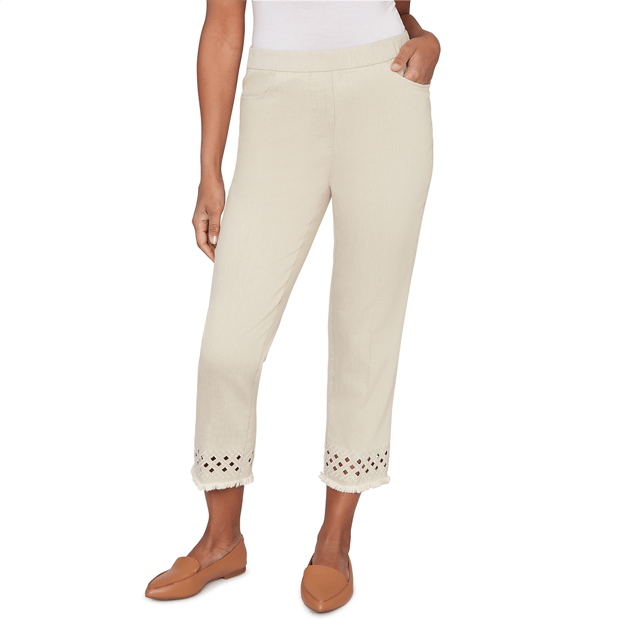 Petite Alfred Dunner Detail Driven Geometric Cut Out Pants