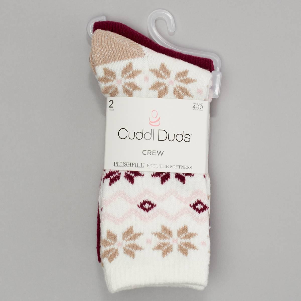 Womens Cuddl Duds 2pk Fair Isle Boot Crew Socks