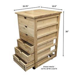eccostyle™ Solid Bamboo 6 Drawer Rolling Cart