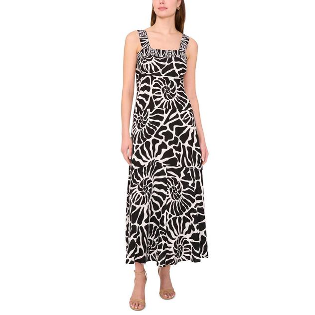 Womens MSK Sleeveless Abstract Challis Smock Back Maxi Dress