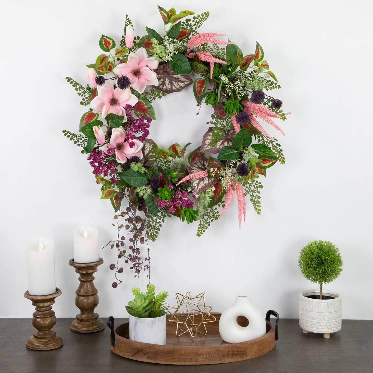 Northlight Seasonal Artificial Succulent & Fern Spring Wreath