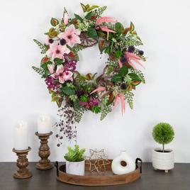 Northlight Seasonal Artificial Succulent & Fern Spring Wreath