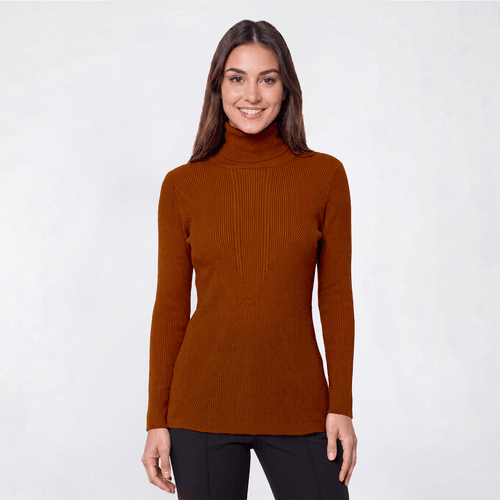 Womens Retrology Diagonal Rib Turtleneck Sweater